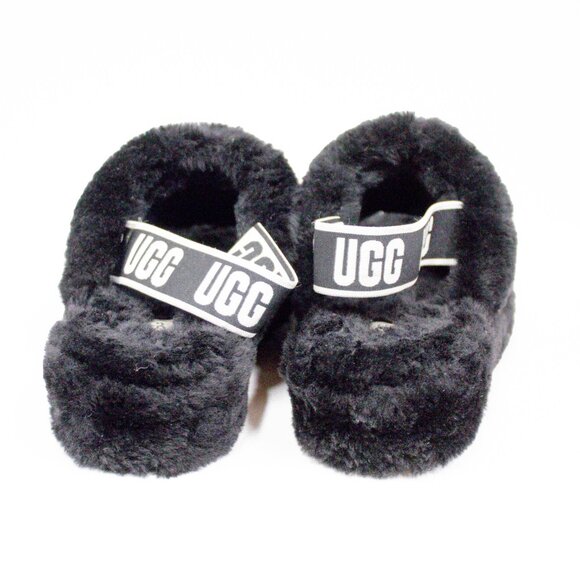 UGG OH FLUFFITA Platform Slide Black /UGG Logo Shearling Slipper Women's Size 10 - Picture 4 of 9